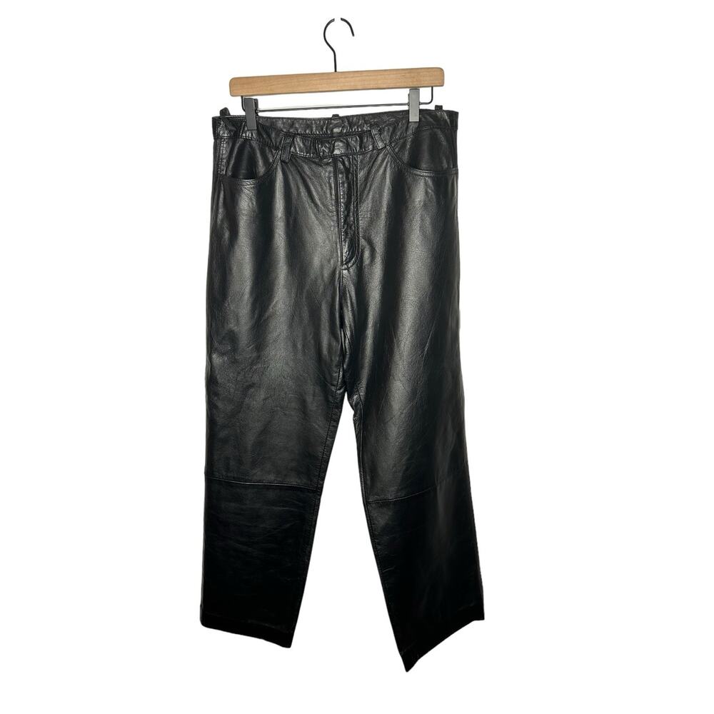 Reaction Kenneth Cole‎ mens 100% leather black pants sz 32